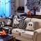 StaticPoster; Halloween Decor Pillow Covers 18x18 Inch,Set of 4 Halloween Decorations Outdoor Indoor Throw Pillow Covers, Hey Boo Cute Spooky Ghost Black Striped Linen Cushion Case for Home Sofa Couch Bed Chair; Category:Halloween Decorations; Image:6